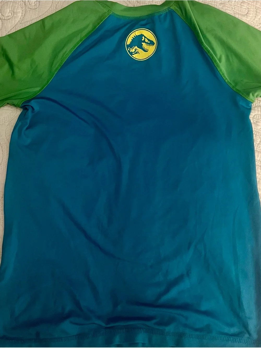 🦖Jurassic World T-Rex Short Sleeve Rash Guard | Boys M 8/10 | Universal Studios
